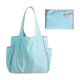 thumbnail image 2 of Bolsa de compras plegable impermeable con bloque de color y bolsillo lateral para botella de agua, gran capacidad, almacenamiento portátil, uso unisex, 2 of 6