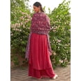 thumbnail image 5 of Janasya Women's Pink Georgette Foil Motif Printed Dress with Palazzo and Dupatta, 5 of 5
