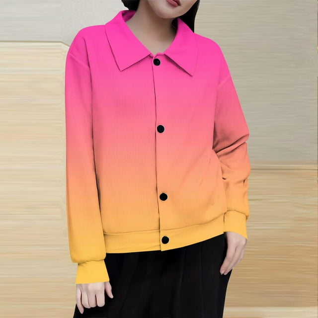 Mceream Women's Ribbed Knit Shacket Button Down Gradient Jackets Long Sleeve Sweater Shirts Fall Winter Trendy Cardigans Plus Size Winter Warm Outwear Chaqueta De Invierno Para Mujer XXL