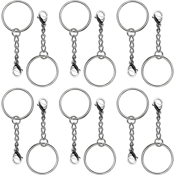 Keychain Rings with Chain, 50PCS Key Chain Kit Include Split Key Ring with Chain,Open Jump Rings,Lobster Clasp,Keychain Ring for Crafts,Resin and Jewelry Making Supplies