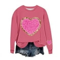 thumbnail image 2 of GUZOM Womens Hot Pink Valentine's Day Sweatshirt - Sparkle Sequin Fuzzy Heart, Soft Lightweight Loose Crewneck Cute Festive Casual Top,Size M, 2 of 5