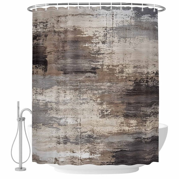 Abstract Brown Orange Fabric Shower Curtain Oil Painting Washable Shower Curtains for Bathroom, Waterproof Bath Curtain with Hooks Home Decor 72x72in