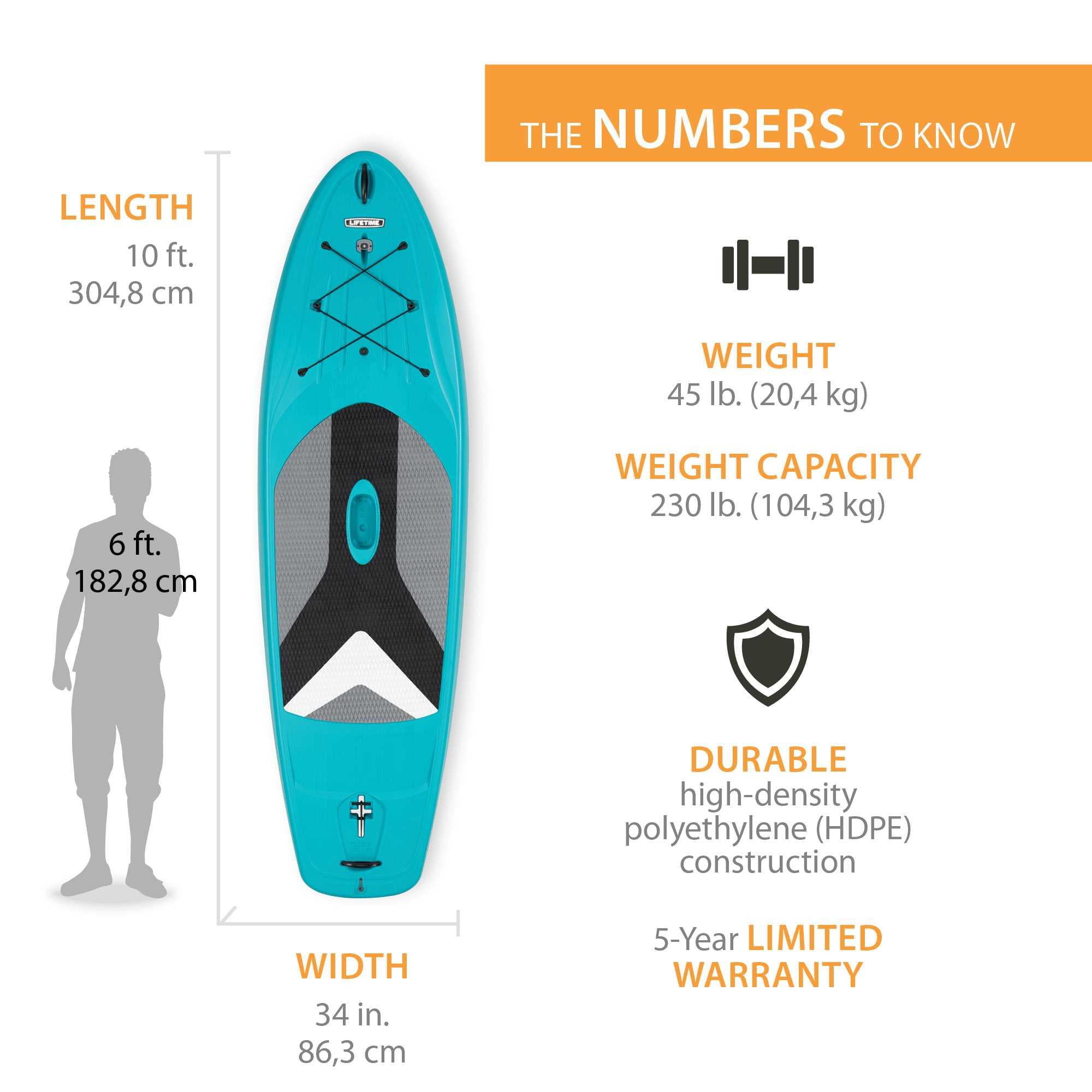 Lifetime Horizon 10 ft Stand-Up Paddle Board with Paddle, Teal (90715)
