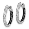 thumbnail image 2 of 14k White Gold Black and White Diamond In/Out Hoop Earrings 14k White Gold Earrings, 2 of 3