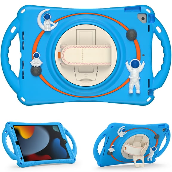 SaniMore Case for iPad Pro 10.5 2017/2019: Kids-Proof Light EVA Drop Resistant Shockproof, Folding Handle Stand Pencil Holder Heavy Duty Silicone Full-body Protective Cover, Blue