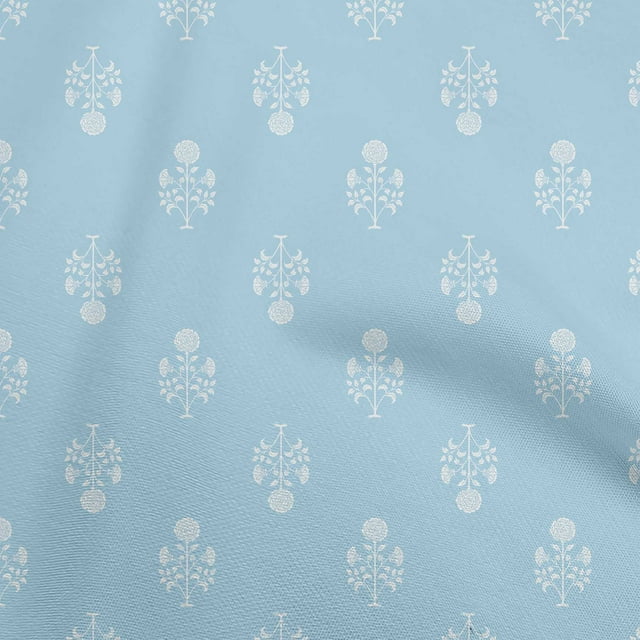 oneOone Velvet Baby Blue Fabric Asian Block Craft Projects Decor Fabric Printed By The Yard 58 Inch Wide