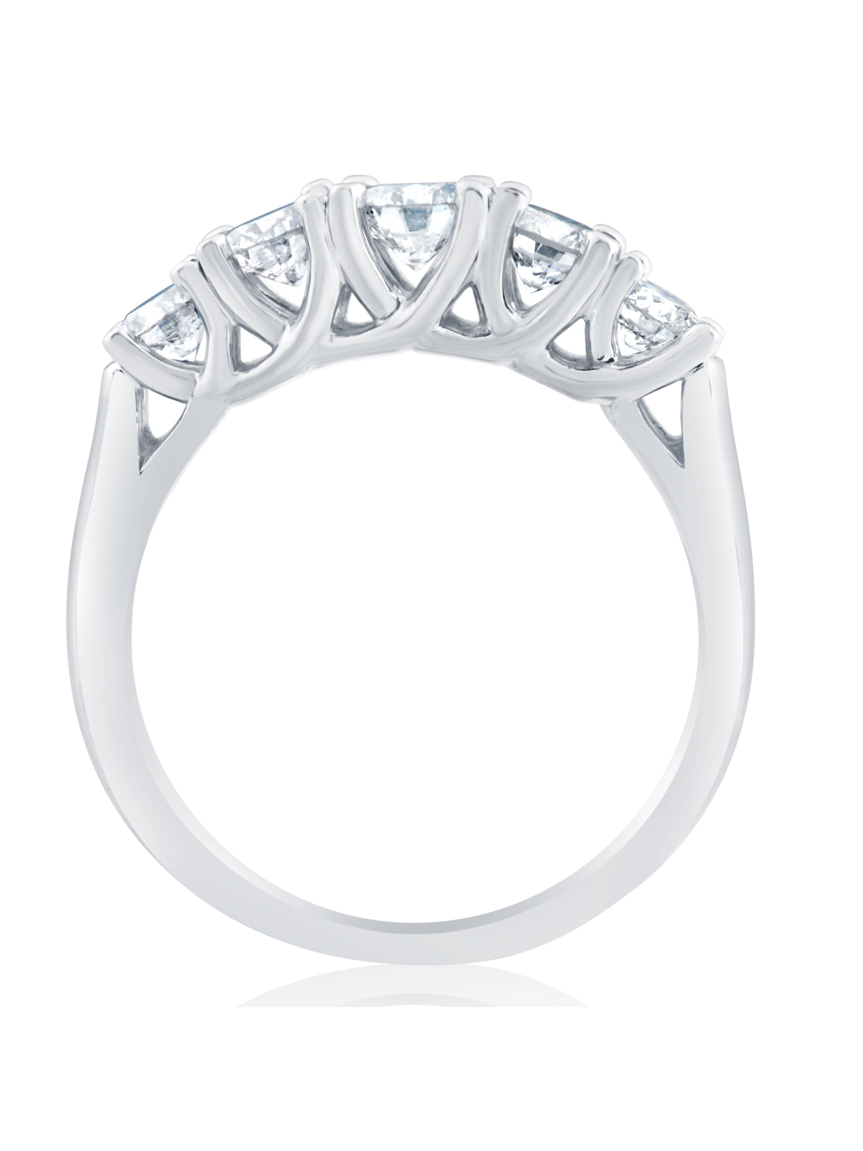 1 Ct 5Stone Graduated Real Round Diamond Wedding Engagement Ring 14K