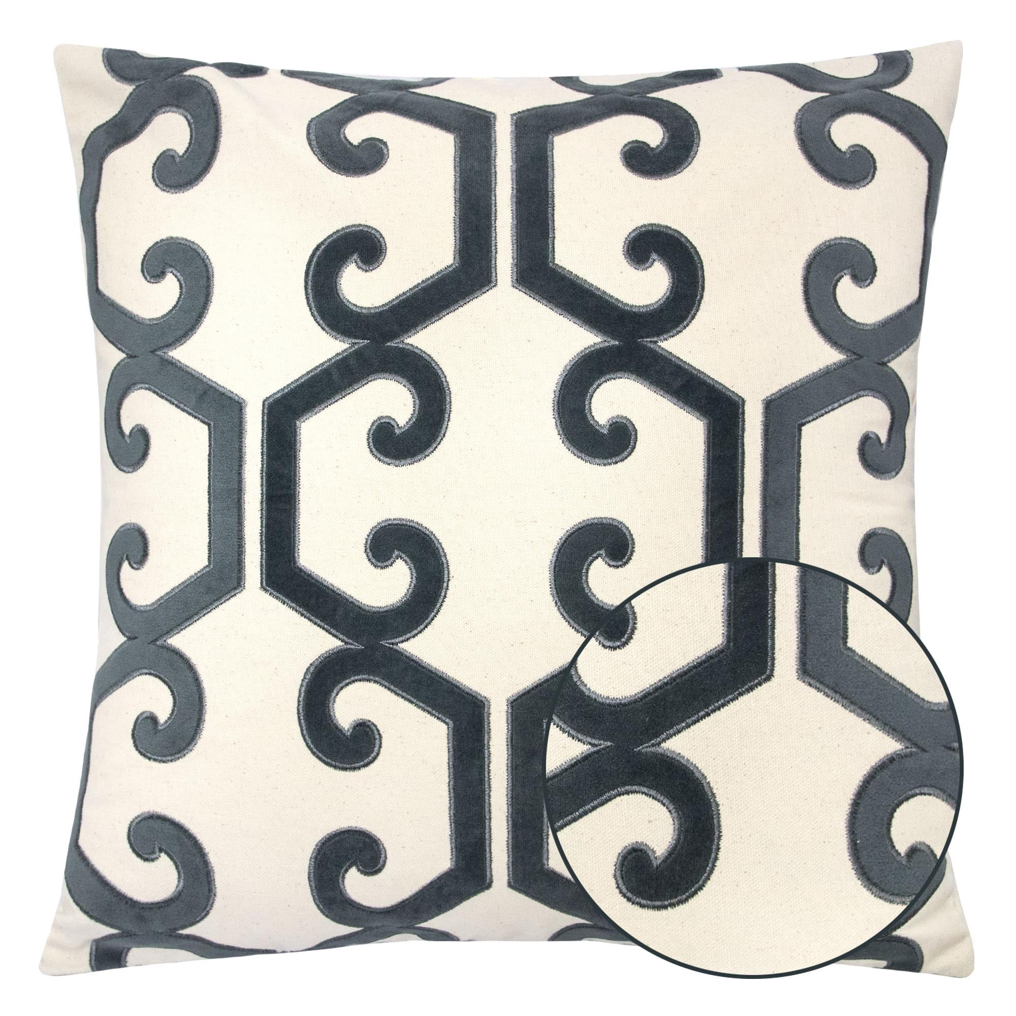 Tracina Gray Geometric Polyester 20 in. x 20 in. Throw Pillow