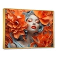 thumbnail image 2 of Designart "Portrait of Woman with Bloom in Red" Fashion Framed Wall Art - Glam Red Fashion Woman Hallway Framed Wall Art Decor, 2 of 6