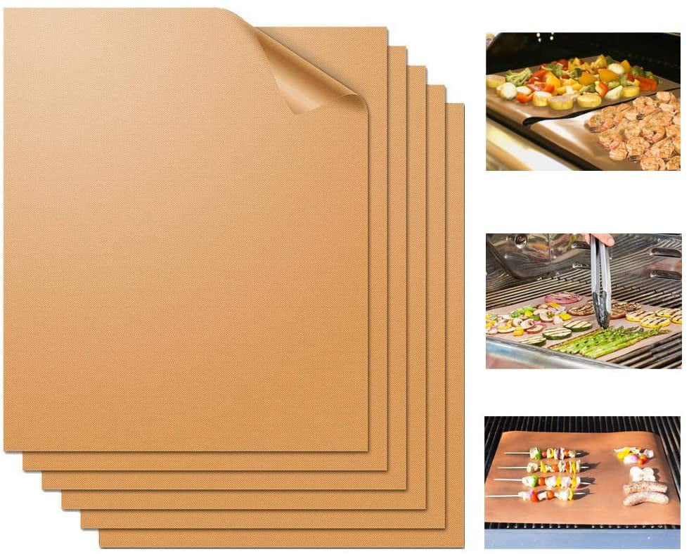Durable,Reusable,Easy to Clean Non-Stick BBQ Grill Mats Timmenis Grill Mat Set of 6 BBQ Mats for Barbecue Grilling & Baking,Electric Grill Gas Charcoal BBQ, 