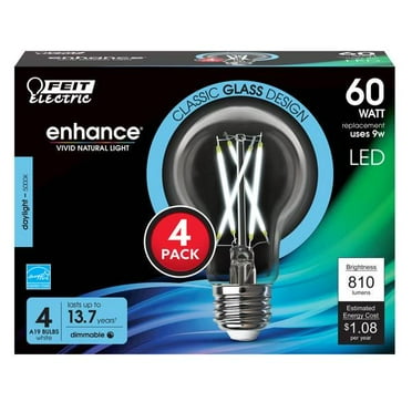 FEIT Electric FEIT Electric 4-Pack 9W Daylight White A19 Shape Filament LED Light Bulbs