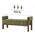 thumbnail image 6 of Usaint Soft Upholstered Chenille Ottoman Bench with Padded Armrests, Solid Wood Legs for Entryway, Bedroom End of Bed, Living Room, Green, 6 of 9