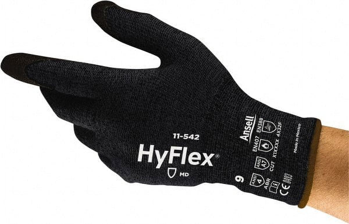 Ansell HyFlex Size 7 Work Gloves – Lightweight, Foam Nitrile Coated, ANSI Abrasion Level 5