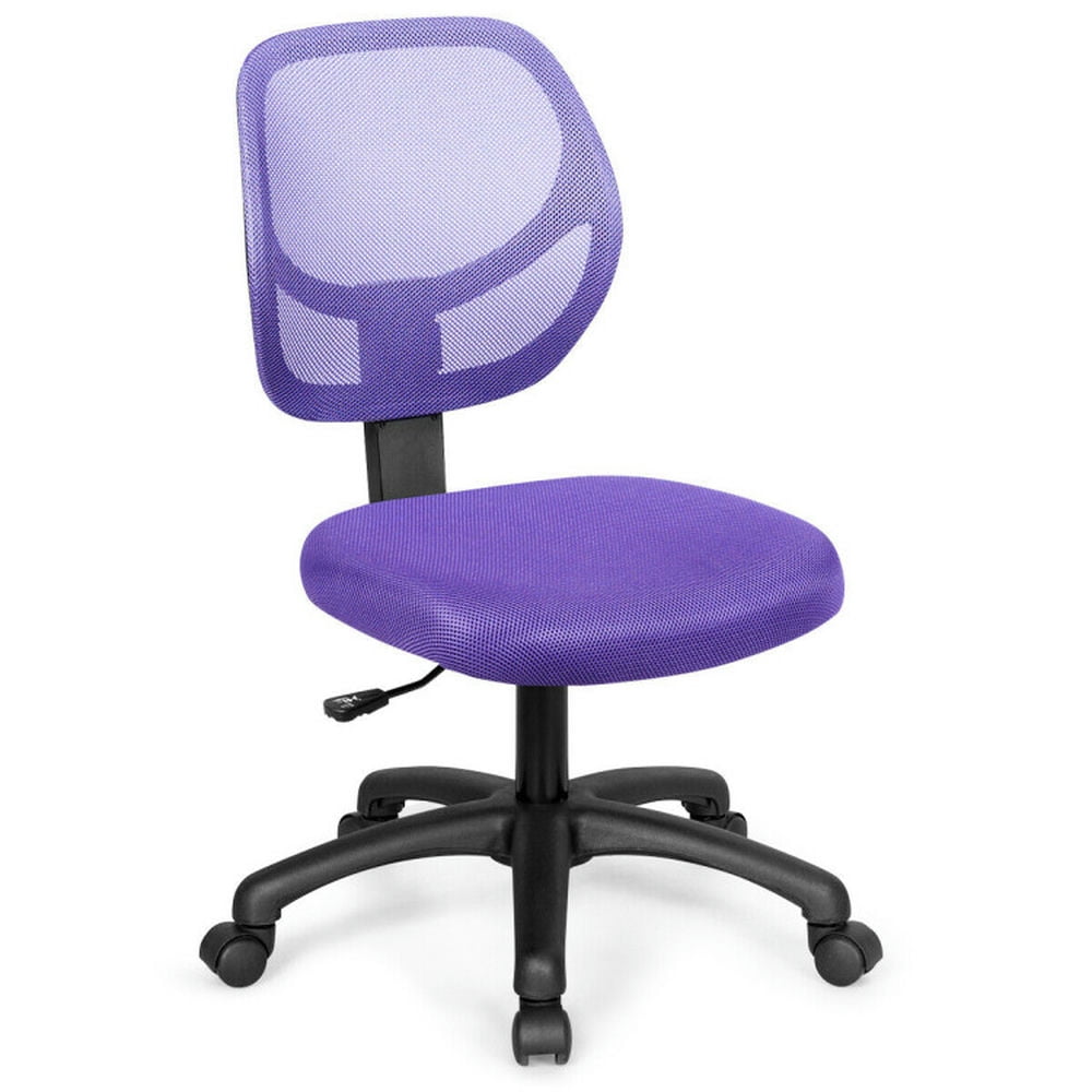 Demi Bonn Low-back Computer Task Chair with Adjustable Height and Swivel Casters, Rolling Work Computer Desk Chair, Purple