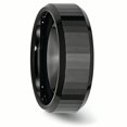 thumbnail image 3 of Ceramic Beveled Edge Black Faceted 8mm Polished Band Ring 10 Size, 3 of 5
