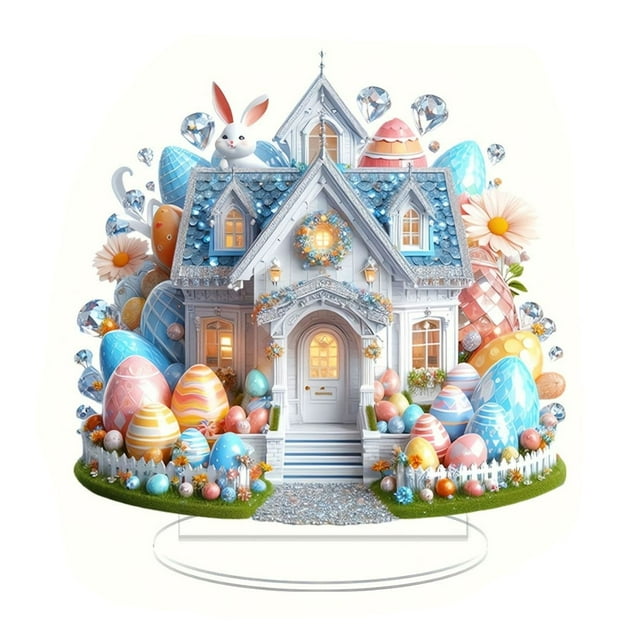 Aihimol Easter Jesus Rabbit Easter Egg Acrylic Home Living Room Festival Scene Decoration Waterproof and Wear Resistant Ornament Acrylic Flat Desktop Decoration Home Decor