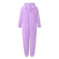 thumbnail image 5 of Rotm Onesie Pajamas for Women Womens Onesies Pajamas One Piece Hooded Adult Pajama Jumpsuit Winter Fuzzy Sleepwear Purple,3XL, 5 of 5