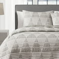 thumbnail image 2 of Trigon Taupe 3-Piece All-Season Soft Woven Matelasse Jacquard Reversible Cotton Blend Quilt Set - King, 2 of 5