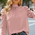 thumbnail image 4 of Blusa de mujer, elegante blusa de negocios de gasa, cuello alto liso, mangas abullonadas, tops S-XXL, 4 of 6