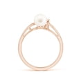 thumbnail image 2 of Angara Freshwater Cultured Pearl Wave Shank Ring in 14K Rose Gold for Women | June Birthstone Jewelry for Her, 2 of 8