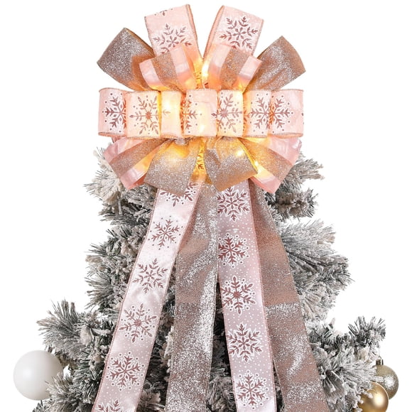 Decoración para árbol de Navidad Zeyune, 30 x 113 cm, con luces LED, color rosa