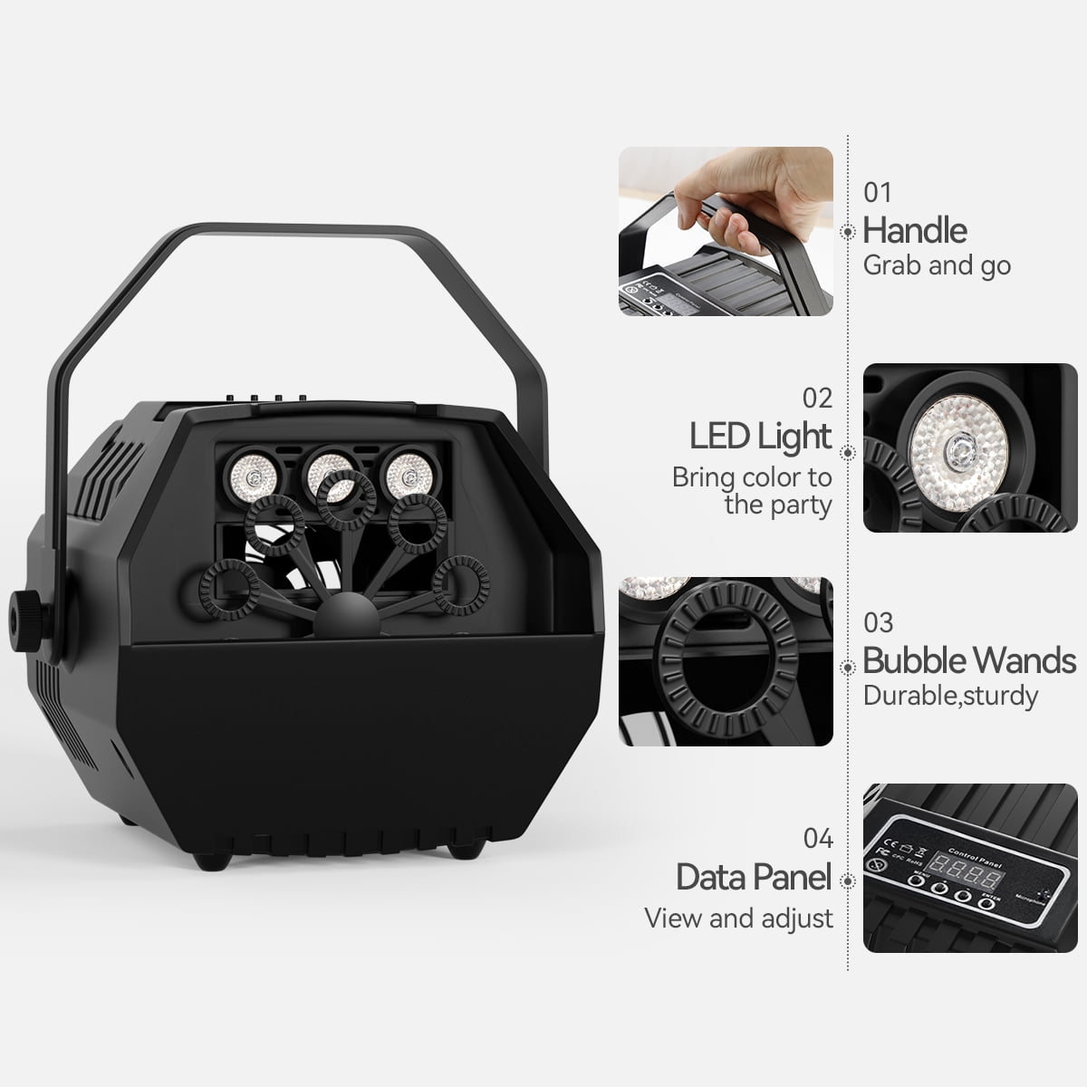VIPQV Upgraded Bubble Machine, 15W Stage Effect Machine, Automatic Bubble Blower for Party, Wedding and Birthday