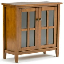 Pemberly Row Wood 32" Transitional Low Cabinet in Light Golden Brown