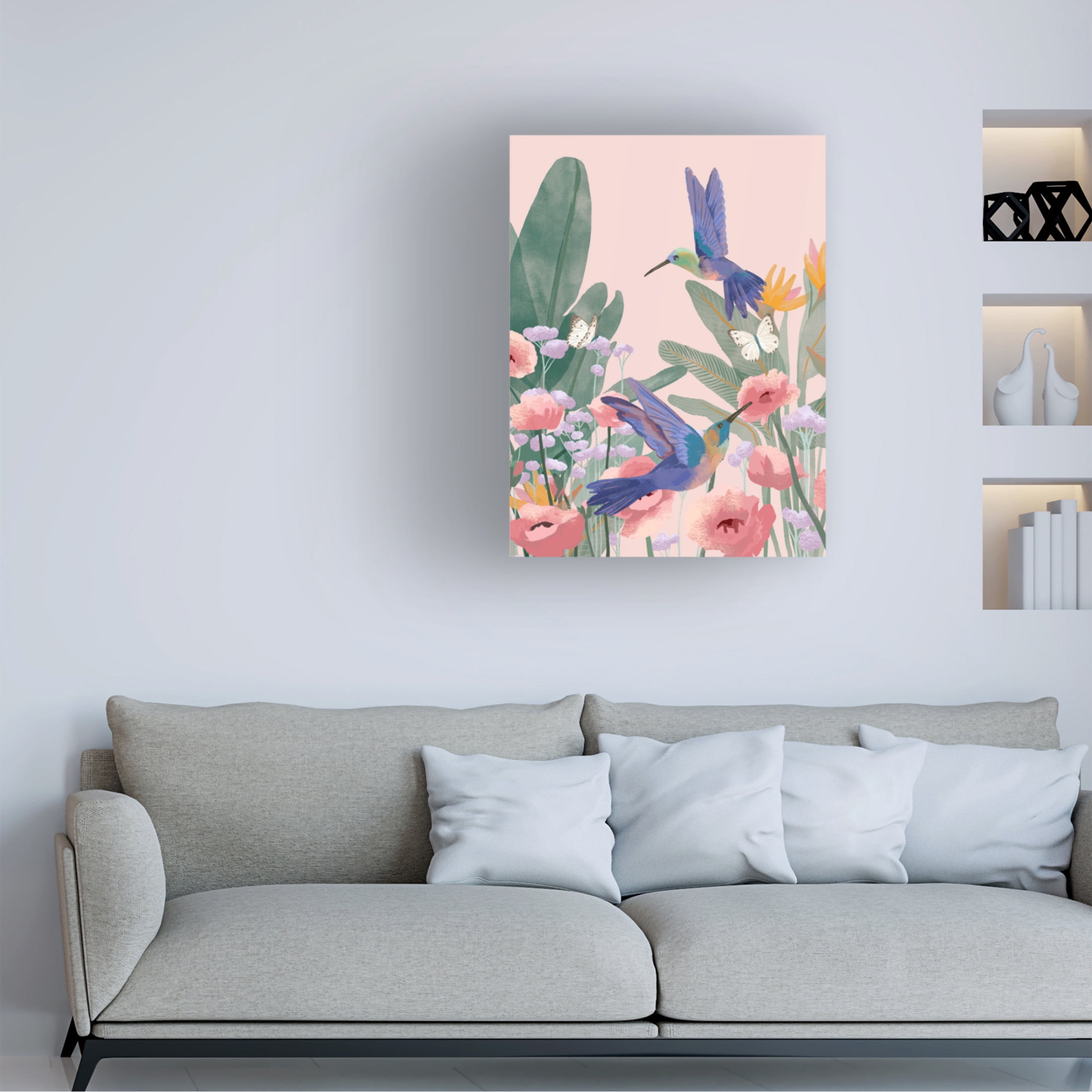 Trademark Fine Art Goed Blauw  Hummingbirds Canvas Wall Art