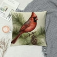 thumbnail image 2 of COMIO  Winter Vibes Cardinal Red Birds Decorative Throw Pillow Cover, Berry Wreath Pine Cones Striped Home Decoration Sign, Snow Farmhouse Cushion Case for Sofa Couch Decors, 2 of 5