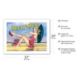 thumbnail image 2 of Beauty and the Beach - Retro Woodie with Surfboards and Pin-up Girl - From an Original Color Painting by Scott Westmoreland - Fine Art Matte Paper Print (Unframed) 24x32in, 2 of 4