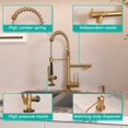 thumbnail image 3 of Grifo de cocina GIMILI Commercial con pulverizador abatible dorado, 3 of 7