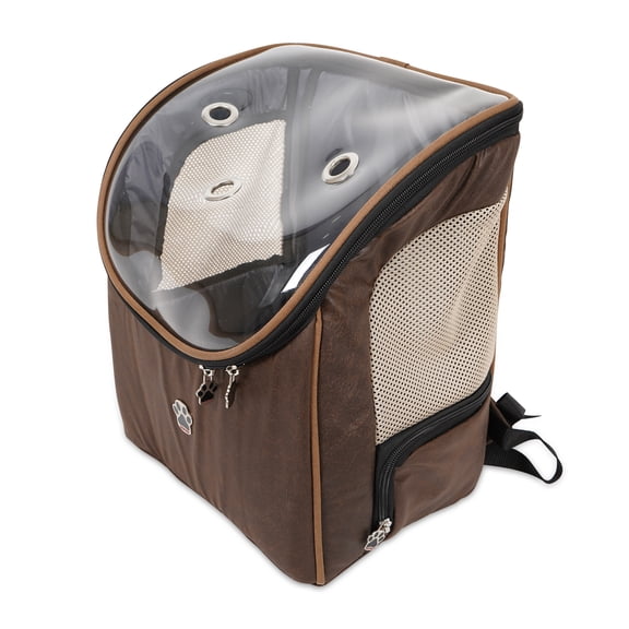 Airline Approved Dog and Cat Backpack Carrier for Small Dogs - Water, Stain Proof Dog Hiking Backpack with Mesh Cover, Waist Belt - BROWN