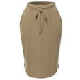 thumbnail image 2 of A2Y Women's Elastic Waist Self Tie Tulip Hem Side Pocket Skirt Ash Mocha L, 2 of 5