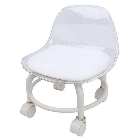 Low Rolling Stool, Small Acrylic Short Silent Mini Roller with Back Support, Strong and LongLasting for Home and Business Use, Convenient for Shoe Stool, Foot Rest, Pedicure Chair