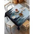 thumbnail image 2 of Forest Turquoise Suqare Tablecloth - 60 x 60 Inch, Retro Trees Silhouette Landscape Waterproof & StainResistant Tablecloth, Washable Oil-proof Table Cover for Dining/Party/Wedding/Camping/Buffet, 2 of 9