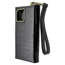 Elizabeth James Wristlet Folio for MagSafe for iPhone 15/14/13 - Black Croc