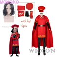 thumbnail image 3 of Disfraz de Lord Farquaad para cosplay, uniforme de anime, capa, guantes, sombrero, conjunto medieval, fiesta de Halloween, traje rojo para niños, mujeres y hombres, 3 of 5