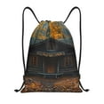 thumbnail image 1 of Saiise Rustic Cabin Autumn Forest Pattern Sports Drawstring Backpack - String Swim Gym Bag with Wet Proof Pocket for Women&Men-Small, 1 of 6
