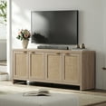 thumbnail image 5 of SICOTAS 61.5"W Rattan TV Stand with 4 Doors– Large Boho TV Cabinet Media Console with Adjustable Shelves & 4 Rattan Doors for 45/50/55/60/65 Inch Television , Reclaimed Light Oak, 5 of 10