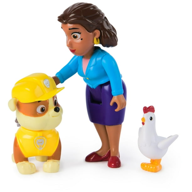 Figuras de juguete Paw Patrol Rubble, Mayor Goodway y Chickaletta