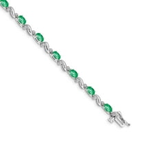Primal Gold 14 Karat White Gold Diamond and Emerald Bracelet
