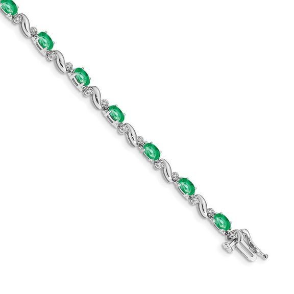 Primal Gold 14 Karat White Gold Diamond and Emerald Bracelet