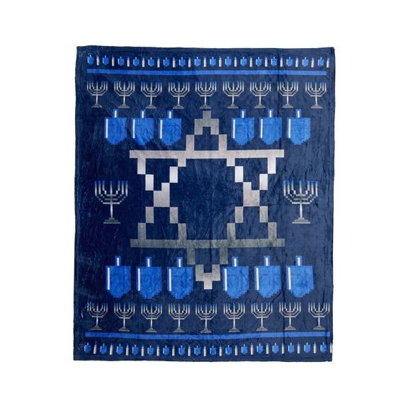 Hanukkah Digital Print Poly Flannel 50" x 60" Plush Throw Blanket