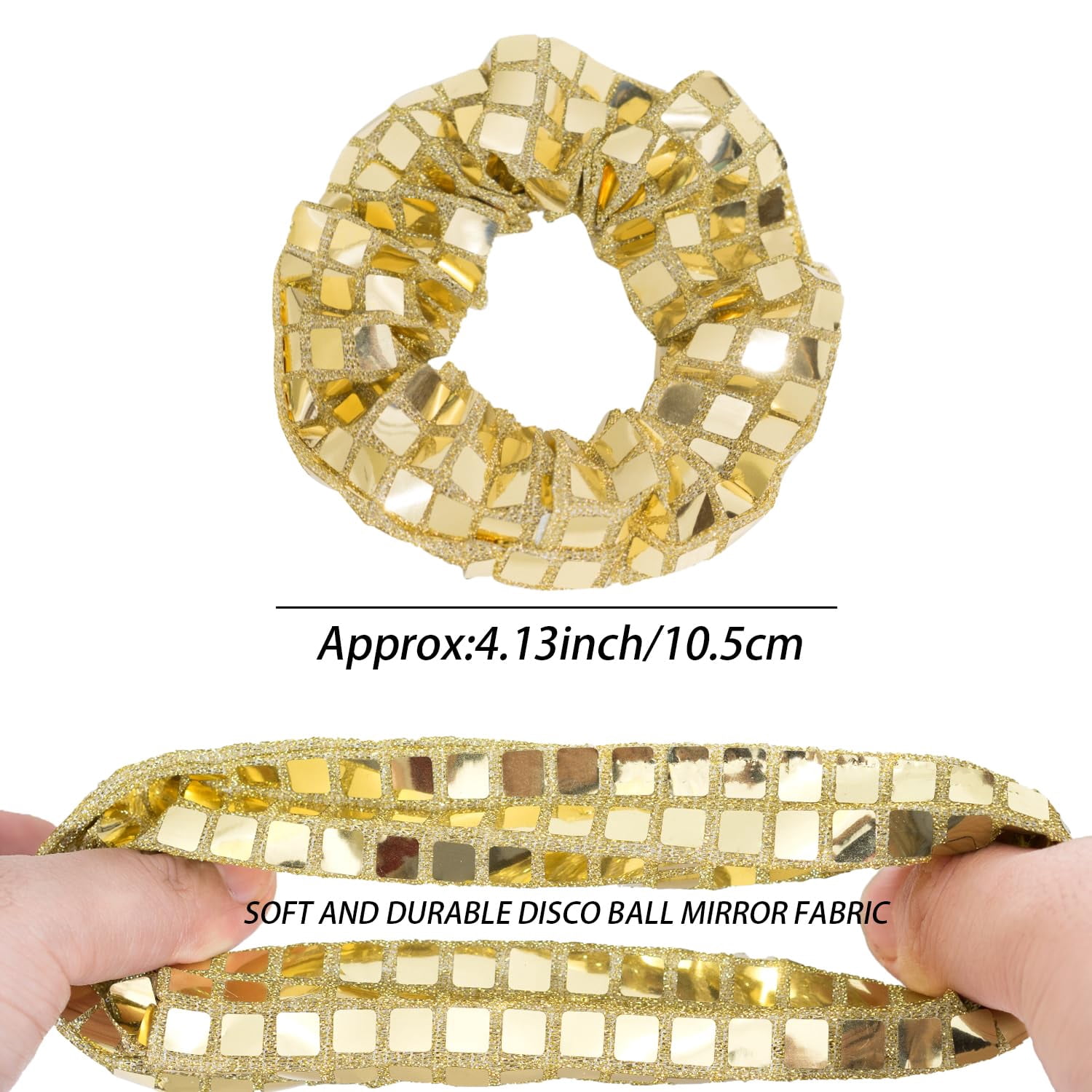-12 Pack Disco Sequin Scrunchies Sparkly Cheer Scrunchies Cheer Pack Gifts Cheer Hair Accessories for Women Cheer Teams Birthday Party (Gold)