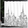 thumbnail image 4 of Ambesonne Modern Shower Curtain, Sketchy Art Landmark, 69"Wx70"L, Black and White, 4 of 5