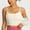 #458 White, variant on Felirenzacia Women's Cropped Tank Top, Moist Wicking Athletic Seamless Spaghetti Strap Square Neckline Padded Short Yoga Camisole Top,Beige,L