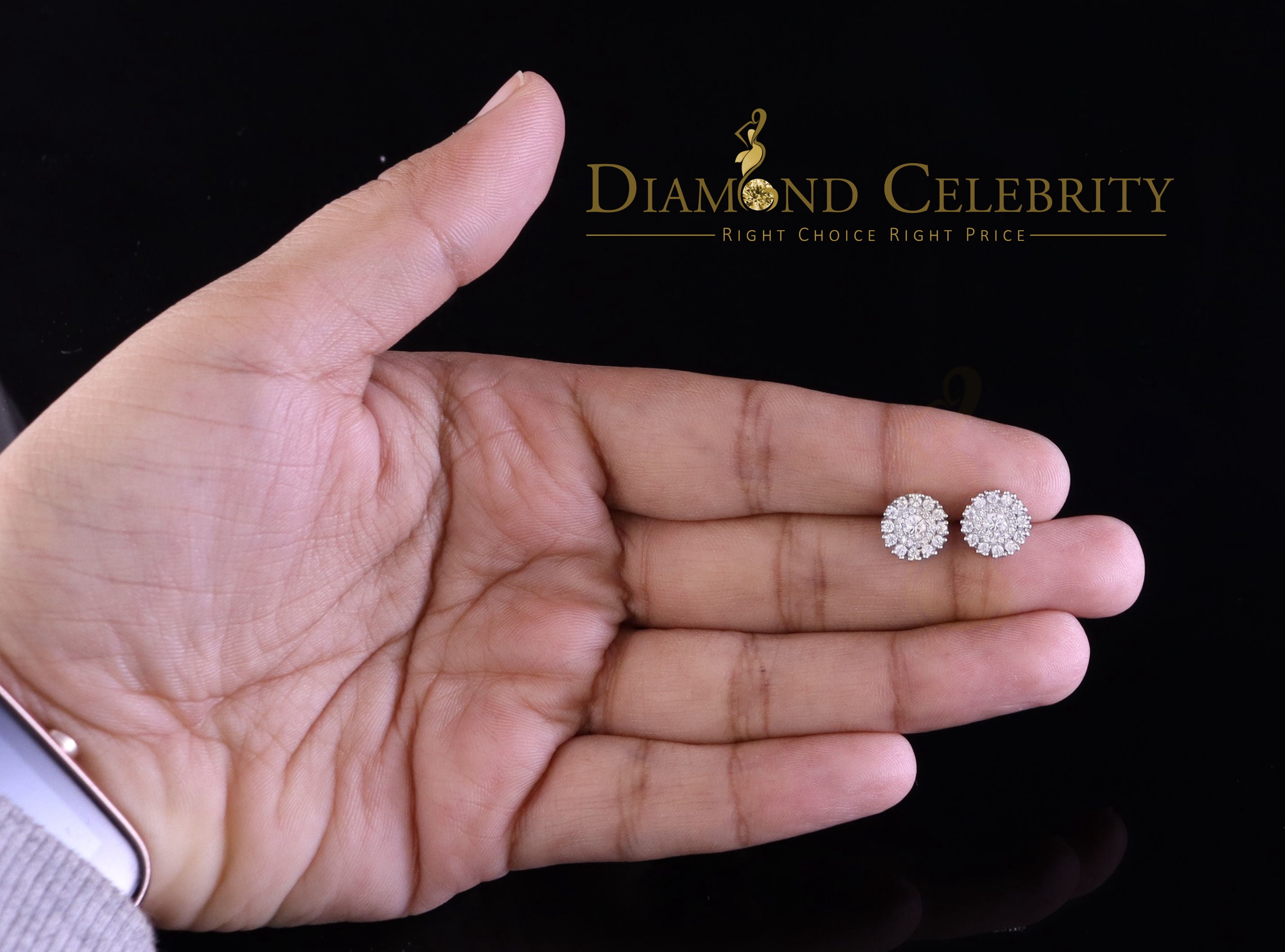 King of Blings Floral Stud White D Moissanite Earrings 1.00 ct. t.w. 925 Sterling, Sterling Silver