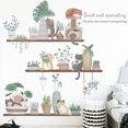 thumbnail image 4 of Adhesivo de pared de 1 pieza, adhesivo de pared de planta en maceta, decoración de pared con patrón de plantas y gatos verdes para dormitorio, sala de estar y cocina JAMW Sencillez, 4 of 5