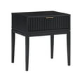 thumbnail image 6 of Nathan James Jasper 1-Drawer Boho Side Table, Solid Wood Bedroom Nightstand or Bedside Table with Drawer, Fluted Doors and Brass Handles, Black, 6 of 7