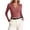 A-Brick Red505, variant on Womens Tees Polo Collar V Neck Ribbed Knit Long Sleeve Slim Fit Tops Sleek Tailored Everyday Shirts